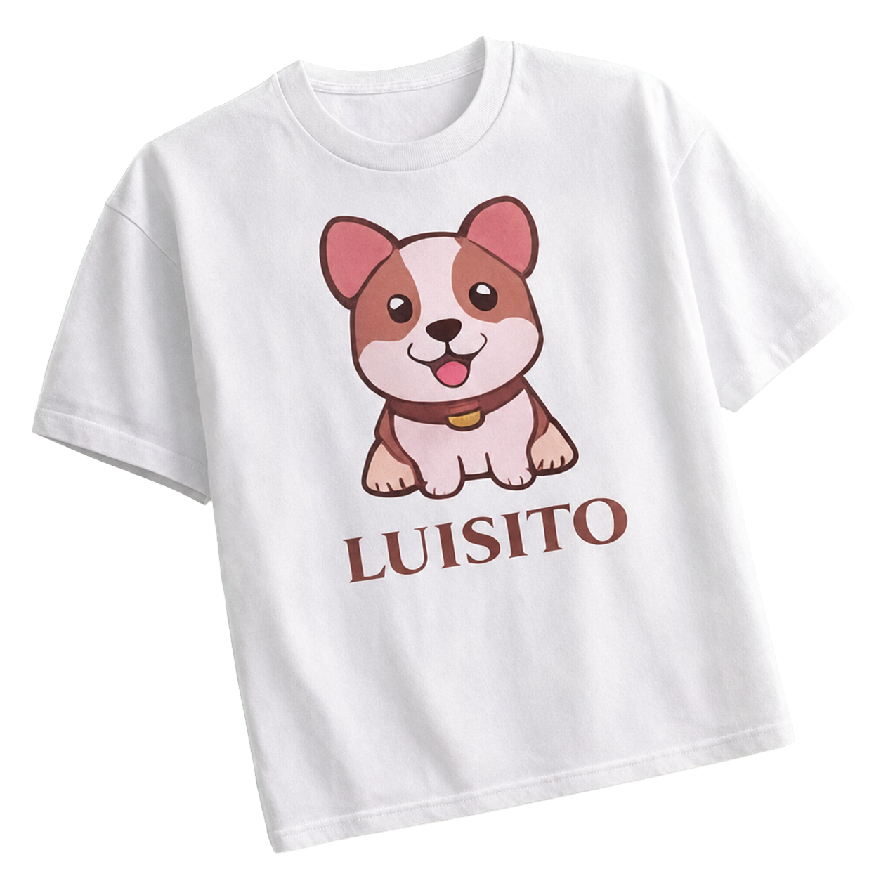 Playera blanca personalizada con diseño de perrito